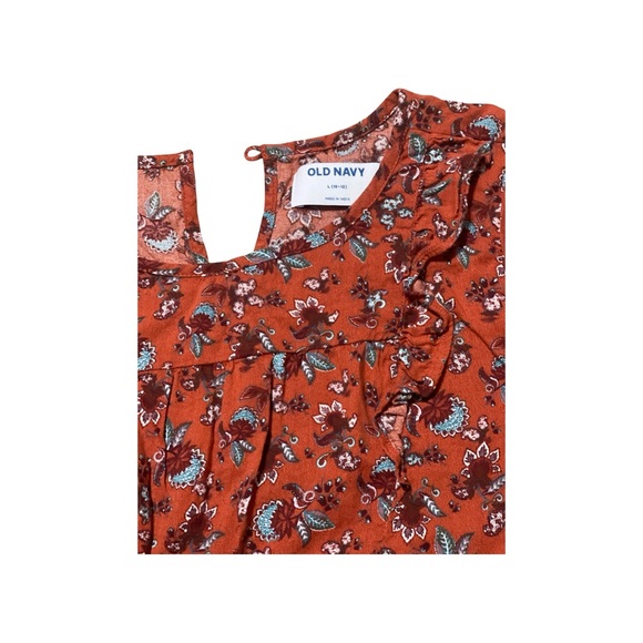 Old Navy Rust Floral Ruffle Blouse - Picture 3 of 3